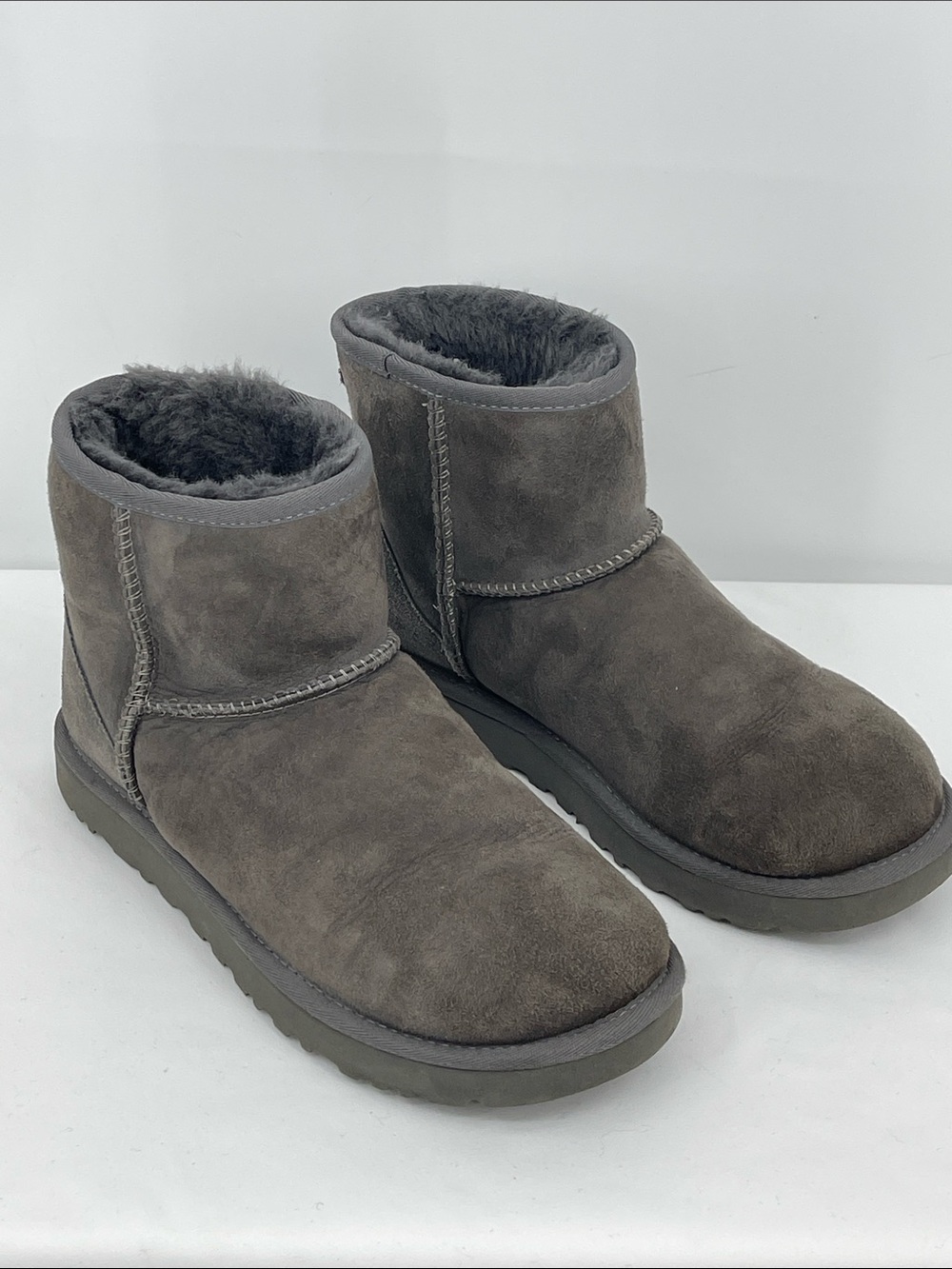 Ugg Women's Short Shearling Suede Winter Boot - Gray SIZE 8